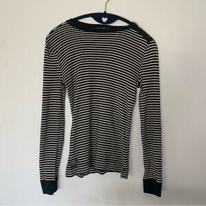Ralph Lauren Jeans Co Black and White Striped Long Sleeve Shirt